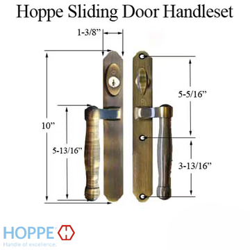 HOPPE HLS 9000 SLIDING DOOR HANDLE-SET, M574/2170N ACTIVE KEYED - ANTIQUE BRASS